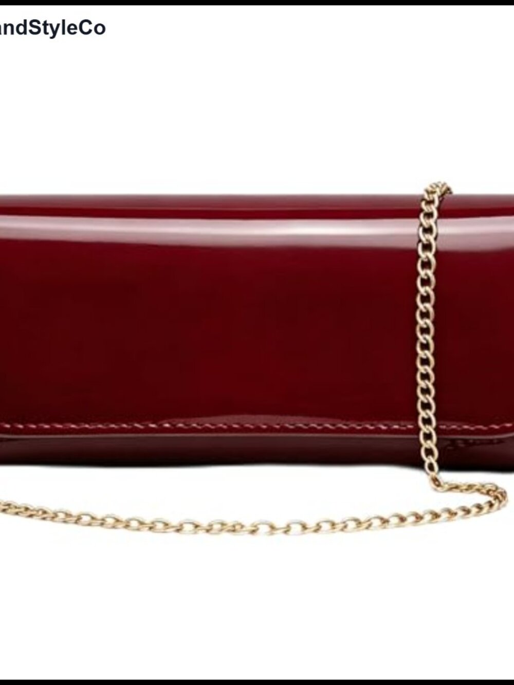 Faux Leather Envelope Clutch Evening Bag with Detachable Chain Strap